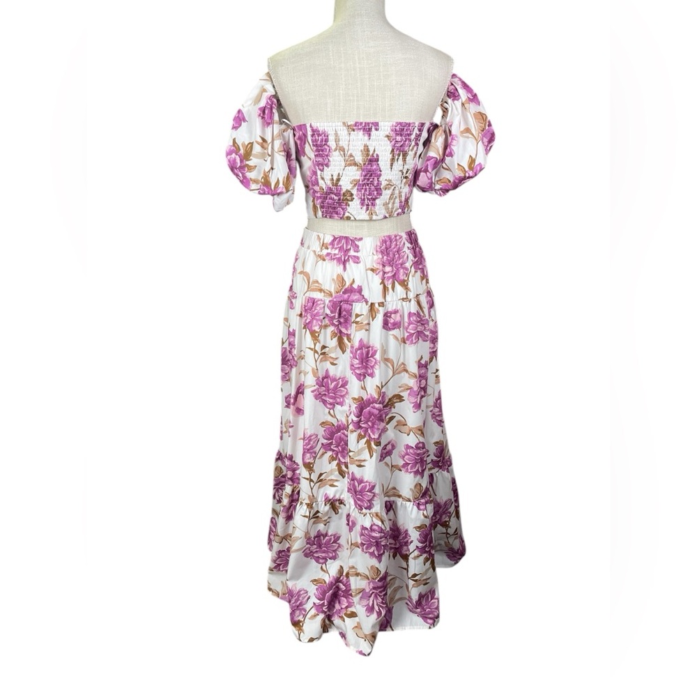 Abercrombie & Fitch Size L Poplin Off Shoulder Top & Maxi Skirt Set Puff Sleeve - Picture 7 of 13
